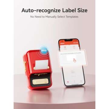 NIIMBOT B21 Inkless Label Maker, Mini Thermal Label Maker Compatible with iOS & Android, for Home Organization, Business, Barcode, QR Code, with 1 Pack 50x30mm White Label, Red
