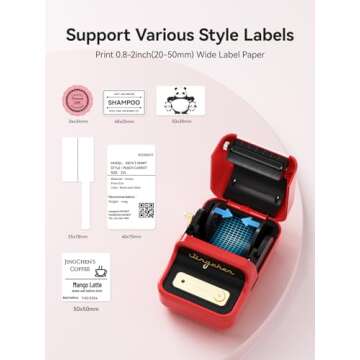 NIIMBOT B21 Inkless Label Maker, Mini Thermal Label Maker Compatible with iOS & Android, for Home Organization, Business, Barcode, QR Code, with 1 Pack 50x30mm White Label, Red