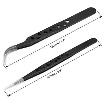 uxcell 9-Hole Anti-Static Tweezer Set – Stainless Steel Precision Tools