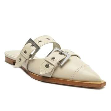 KaroNairy Wide Buckle Ballet Flats for Women Pointy Toe Mary Jane Flat Square Toe Dressy Flats Block...