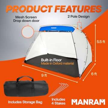Portable Paint Tent (10x7x6 ft) Large Paint Booth with Built-in Floor, Mesh Screen, Windproof Hooks, and Storage Bag – Ideal for DIY Painting Projects
