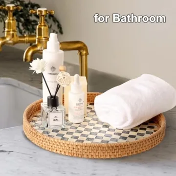 Tynulox Decorative Rattan Serving Tray with Inlay Style