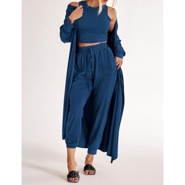 KIRUNDO Women’s Stylish 3 Piece Loungewear Set for All Seasons