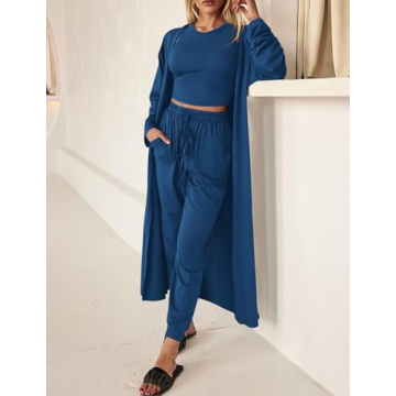 KIRUNDO Women’s Stylish 3 Piece Loungewear Set for All Seasons