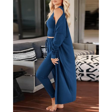 KIRUNDO Women’s Stylish 3 Piece Loungewear Set for All Seasons