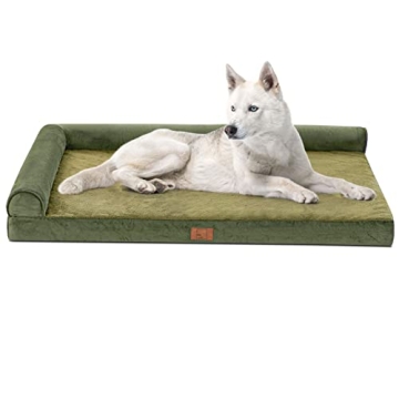 Lazy Lush Bolster Dog Bed for Extra Large Dogs, Memory Foam Orthopedic L-Shape Dog beds with Removab...