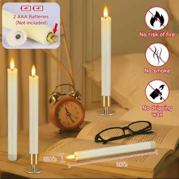 HINZER Flameless Taper Candles Set - Safety & Elegance