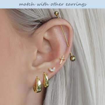 Gold Huggie Hoop Earrings Set for Women Small Chunky Gold Silver Earrings 14K Gold Filled Hypoallergenic Trendy Jewelry Dainty Huggie Earrings