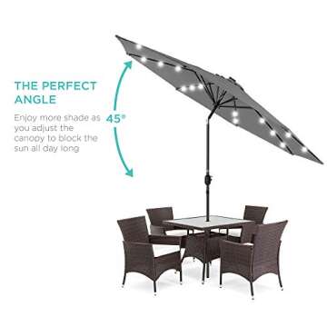 Best Choice 10ft Solar LED Lighted Patio Umbrella - Gray with Tilt Adjustment