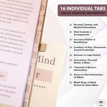 Planners with Purpose End of Life Planner - Guided Final Arrangements When I'm Gone Workbook Organizer Notebook for Beneficiary Info, Will Preparation, Last Wishes, Funeral Planning - Peace of Mind B5