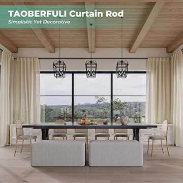 Extra Long Curtain Rod for Windows 120" to 240", 1 Inch Curtain Rods TAOBERFULI Matte Black Drapery ...