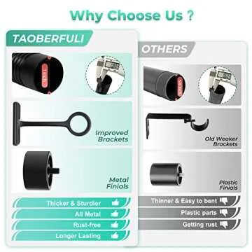 TAOBERFULI Adjustable Extra Long Curtain Rod for Home