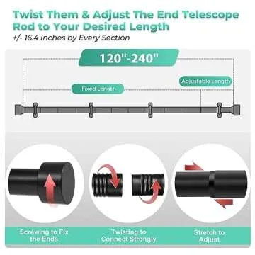 TAOBERFULI Adjustable Extra Long Curtain Rod for Home