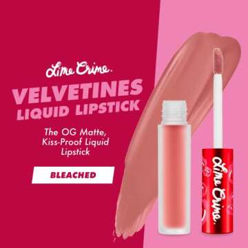 Lime Crime Velvetines Liquid Matte Lipstick, Bleached (Peachy Nude) - Bold, Long Lasting Shades & Li...
