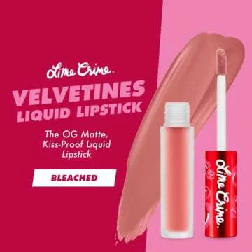 Lime Crime Velvetines Liquid Matte Lipstick, Bleached (Peachy Nude) - Bold, Long Lasting Shades & Li...