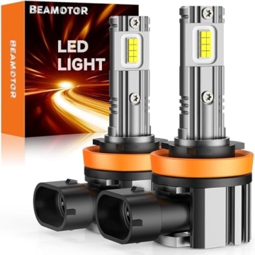 BEAMOTOR H11 LED Bulbs - 600% Brighter, 6000K White, Super Easy Installation