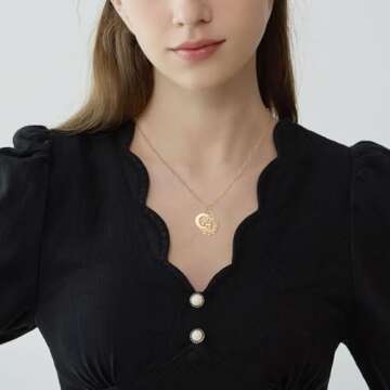 MISS RIGHT Gold Zodiac Scorpio Sign Coin Necklace with Opal Crescent Moon Charm for Women Trendy, Dainty Gold Paperclip Chain 12 Constellation Horoscope Necklaces Astrology Jewelry Gifts