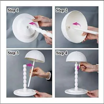 Youngther Wig Stand Adjustable Height Hat Display Portable Folding Wig Head Holders Plastic Wig Stand for Styling Wig Hair Drying Display (White)