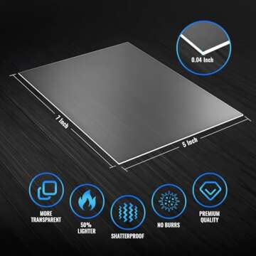 Langaelex 10 Pack of Acrylic Sheets 5x7-0.043" Thick Clear Extruded Plexiglass Sheets for Crafts, Picture Frame, Projects Display & DIY