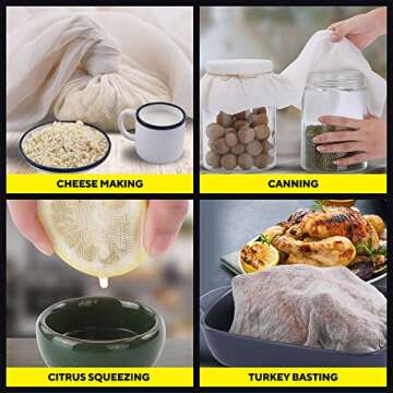 Sufaniq Cheese Cloths, Grade 100 (9 Sq Feet) 100% Pure Cotton Reusable Cheesecloth, Unbleached Ultra Fine Fabric, Cheesecloth for Straining, Premium Butter Muslin Cloth for Straining - 1 Sq Yard