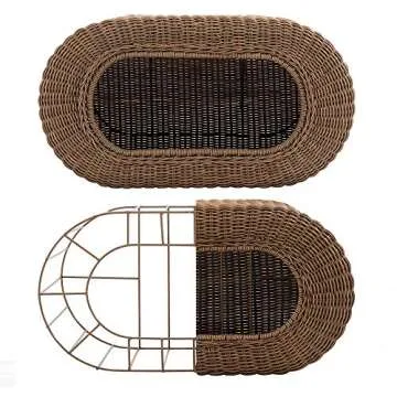 Fun Stackable Cat Condo - Interactive Play Faux Rattan Cat House with Enclosed Bed, Pet Friendly Top/Side Entries