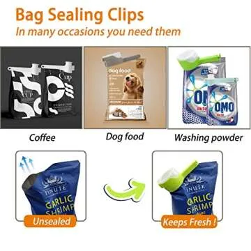 DEFORAGE 6 Pcs Bag Spout Clip,Bag Clips for Food,Snack Sealing Clips with Pour Spouts,Kitchen Chip Bag Clips with Adhesive Hooks, for Cereal Kitchen Food Storage Organization(2L+4S)