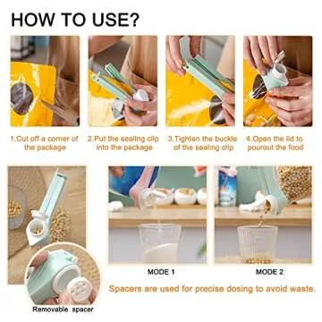 DEFORAGE 6 Pcs Bag Spout Clip,Bag Clips for Food,Snack Sealing Clips with Pour Spouts,Kitchen Chip Bag Clips with Adhesive Hooks, for Cereal Kitchen Food Storage Organization(2L+4S)