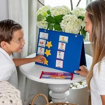 Large Visual Schedule for Kids with Autism - Morning Bedtime Routine Daily Calendar for Kids with 72 Activity, 10 Blank Cards & 15 Stars- Wall Communication Chore Chart Responsibility Planner