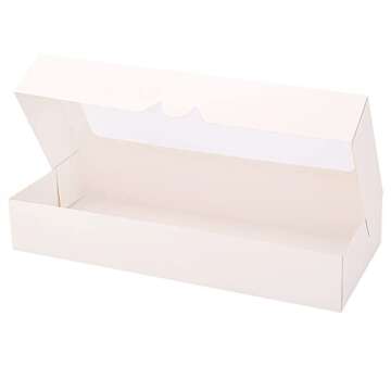 RIFMEAE 24-Pack 14" x 6" x 2.5" Cookie Boxes, Bakery Boxes with Window, Strawberry Boxes, Auto-Popup Treat Boxes for Strawberries, Cookies
