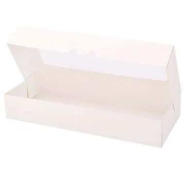 RIFMEAE 24-Pack 14" x 6" x 2.5" Cookie Boxes, Bakery Boxes with Window, Strawberry Boxes, Auto-Popup Treat Boxes for Strawberries, Cookies