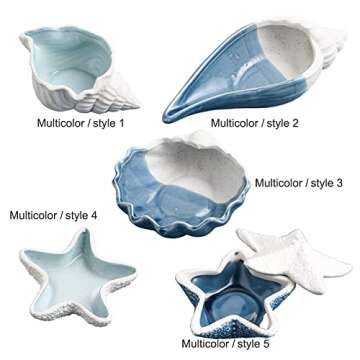 Linfye Starfish Jewelry Dish Tray Ceramic Jewelry Holder Ring Dish Trinket Tray Ceramics Tray Jewelry Dish Ocean Style Trinket Tray Dish Holder Earrings Candy Storage Holder Table Decoration Supplies