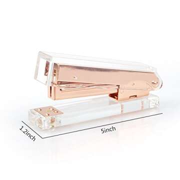 Stylish Acrylic Clear Desktop Stapler in Rose Gold