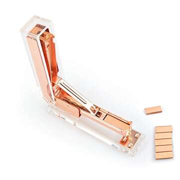 Stylish Acrylic Clear Desktop Stapler in Rose Gold