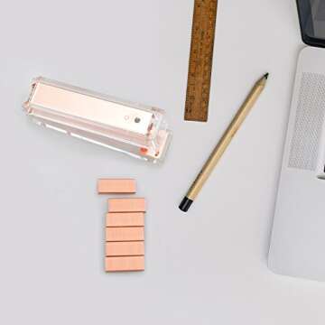 Stylish Acrylic Clear Desktop Stapler in Rose Gold