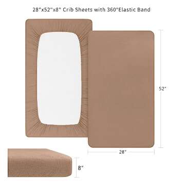 Konssy Muslin Crib Sheets 2 PCS 100% Cotton Baby Crib Sheets for Standard Crib Mattress (28"x 52"), Soft and Breathable for Boys, Girls (Brown, Berry)