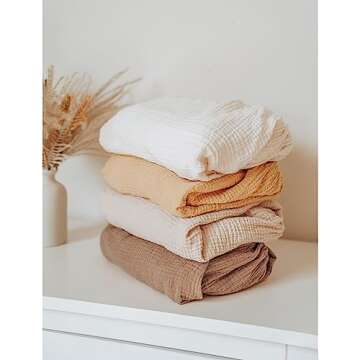 Konssy Muslin Crib Sheets 2 PCS 100% Cotton Baby Crib Sheets for Standard Crib Mattress (28"x 52"), Soft and Breathable for Boys, Girls (Brown, Berry)