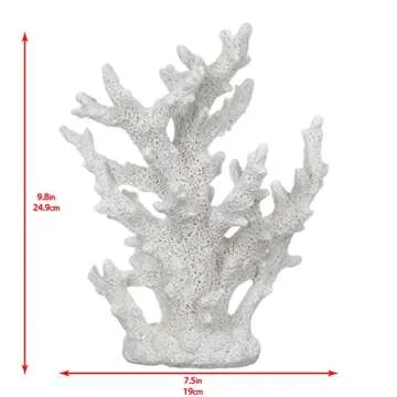 White Coral Decor – Faux Coral Reef Sculpture (9.5x7.5x3.5in) – Coastal Coffee Table Decoration - Nautical Shelf and Beach Home Decor