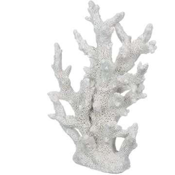 White Coral Decor – Faux Coral Reef Sculpture (9.5x7.5x3.5in) – Coastal Coffee Table Decoration - Nautical Shelf and Beach Home Decor