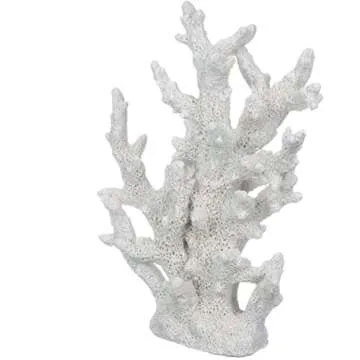 White Coral Decor – Faux Coral Reef Sculpture (9.5x7.5x3.5in) – Coastal Coffee Table Decoration - Nautical Shelf and Beach Home Decor