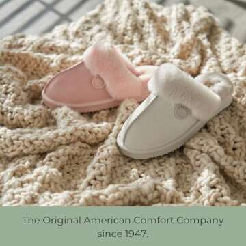 Dearfoams Women's Fireside Sydney Shearling Fur Indoor/Outdoor Scuff Slipper with Wide Widths, Dusty Pink, 7.5
