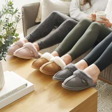 Dearfoams Women's Fireside Sydney Shearling Fur Indoor/Outdoor Scuff Slipper with Wide Widths, Dusty Pink, 7.5
