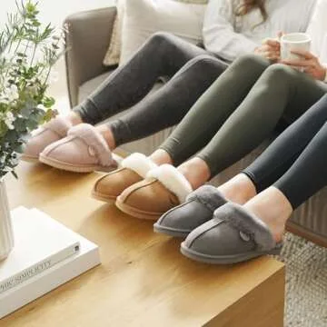 Dearfoams Women's Fireside Sydney Shearling Fur Indoor/Outdoor Scuff Slipper with Wide Widths, Dusty Pink, 7.5