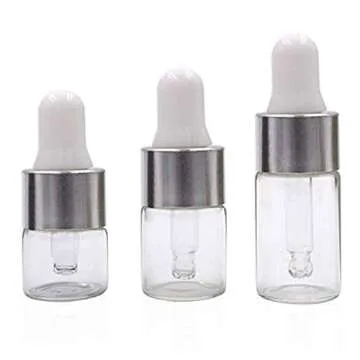 ConStore 50pcs Clear Glass Dropper Bottles Mini Essential Oil Vials with Glass Eye Dropper Empty Cos...