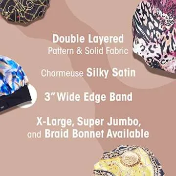 Red by Kiss Wide Edge Braid Bonnet Reversible Silky Bonnet Sleep Cap RoyalLux X Keyshia Cole Frizz Free Bonnet (Luxury)