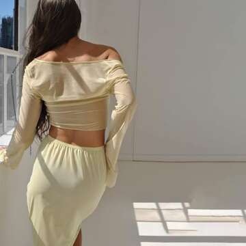 KMBANGI Floral Print Cardigan for Women Y2k Button Tie Front Blouse Shirts Sheer Mesh Flare Sleeve Crop Top Vintage Streetwear(Sexy Cropped Yellow,S)