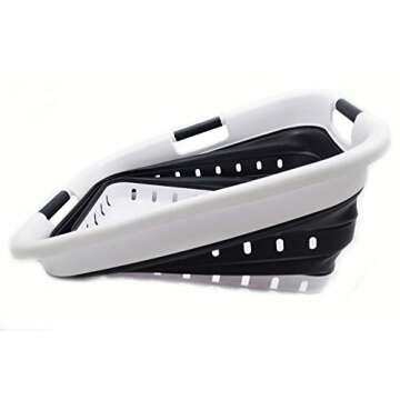 SAMMART 41L (10.8 gallon) Set of 2 Collapsible 3 Handled Plastic Laundry Basket-Foldable Pop Up Storage Container/Organizer-Space Saving Hamper/Basket (2, Black)