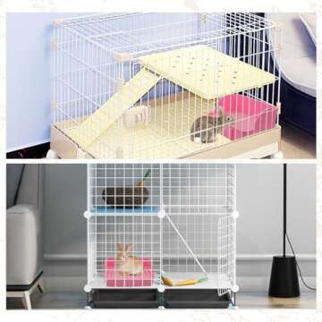 MUYG 12Pcs Rabbit Litter Box for Cage, Bunny Potty Trainer Corner Guinea Pig Plastic Square Grate To...