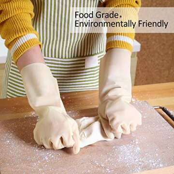 BOOMJOY Nitrile Cleaning Gloves, Heavy Duty Dishwashing Gloves, Reusable Medium Gloves for Kitchen, Bathroom, Gardening, Working, Pet Care - White, 3 Pairs, Size M