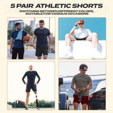 5 Pack Athletic Gym Men's Shorts for Quick Dry Sports