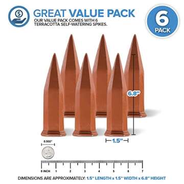 Modern Innovations Ceramic Terracotta Self Watering Spikes (6 Pack) Vacation Automatic Plant Waterer...